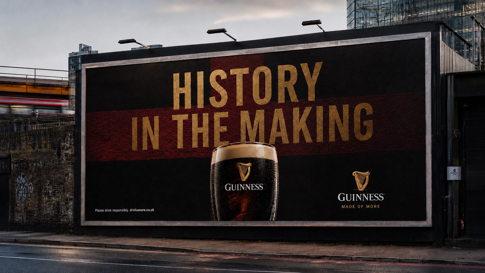 History in the Making speculative Guinness billboard campaign for England's 2026 World Cup journey